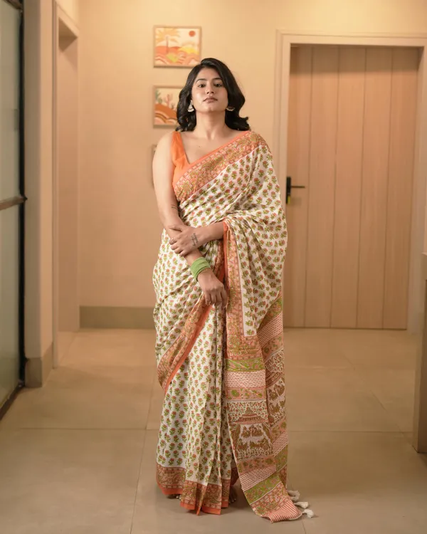 Multicolour_Cotton_Butti_Hblock_Print_Mul_Saree_With_Tassels_For_Women